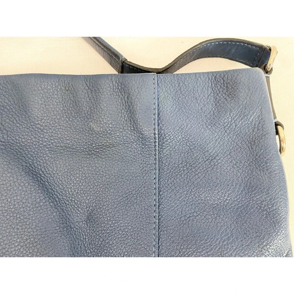Coach 35809 East/West Isabelle Pebbled Leather Hobo Bag Handbag Purse Turquoise